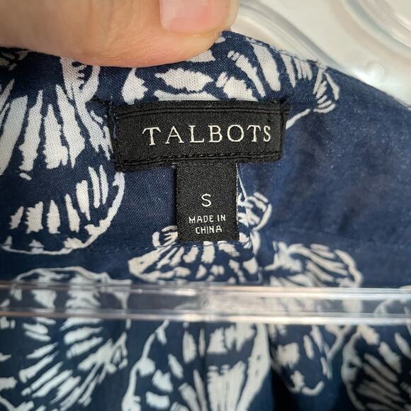 Talbots Blue White Seashell Tunic Beach Coverup Womens Size S Coastal Cotton - Picture 7 of 9